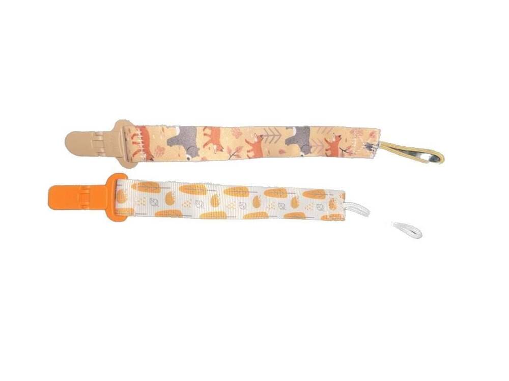 Nuby Woodland Animal and Leaf Print Pacifier Clips - 2 Pc